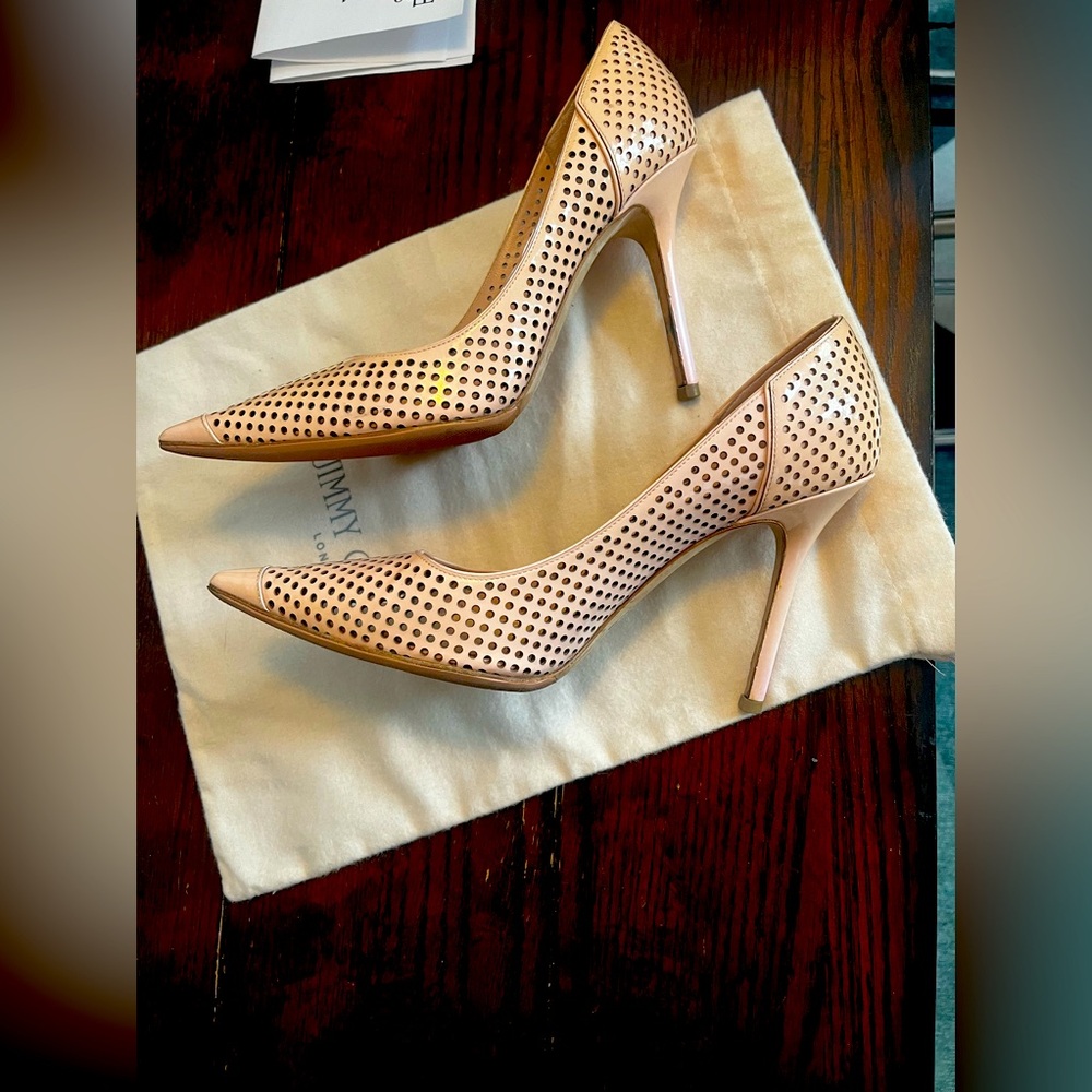 Jimmy Choo pink perforated Abel pumps